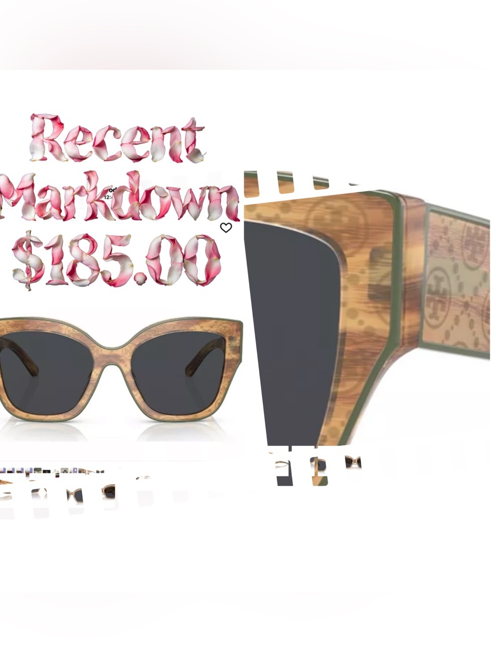 Tory Burch Green-Trim Brown Tortoiseshell Sunglasses NWT